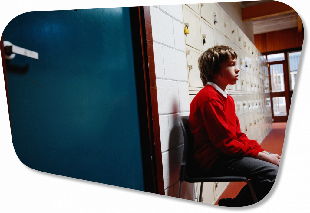 Student sat in corridor