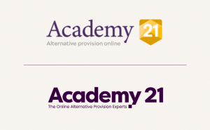 old and new academy21 logos